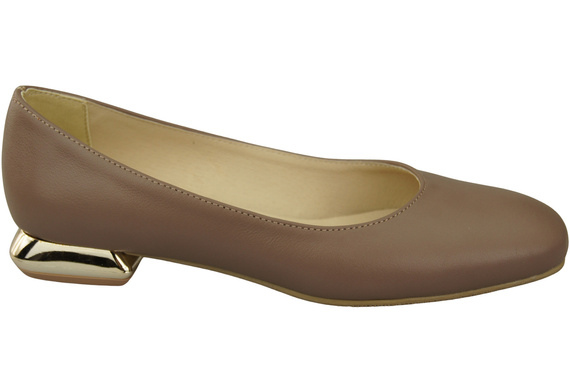 Flache Frauen Schuhe Cappuccino Dunkel Dekorative Ferse Naturleder 209 ElitaBut