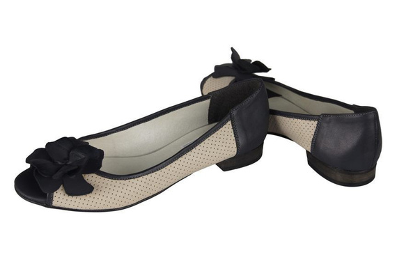 Damen-Ballerinas, Naturleder, Marineblau 710 ElitaBut