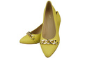 Klassische Frauen Lemon Naturleder Schuhe mit Gold Ornament Kette 200 ElitaBut