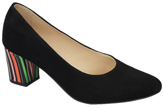 Damenschuhe Pumps Schwarz Natürliches Wildleder Dekorativer Absatz 158 von ElitaBut