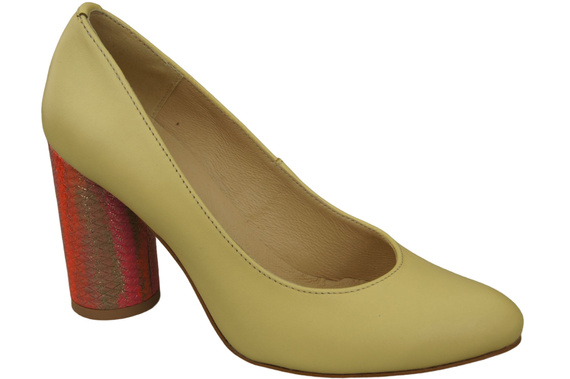 Damenschuhe Pumps Banane Naturleder Bunter Zierabsatz 194 ElitaBut