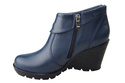 Damenschuhe Keilstiefel, Naturleder, Marineblau 739 ElitaBut