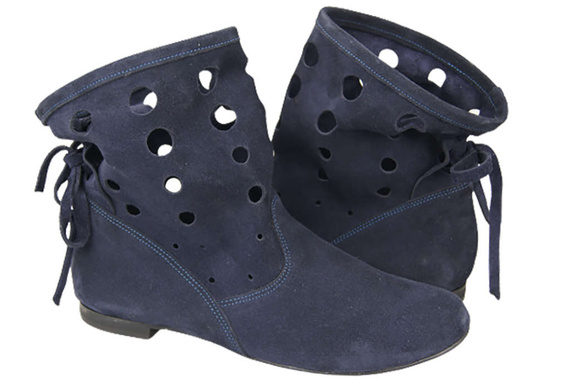 Schuhe Damen-Stiefeletten, natürliches Veloursleder, Marineblau 160 ElitaBut