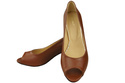 Damenschuhe PEEP TOE Pumps Braunes Naturleder mit beschichtetem Absatz 192 ElitaBut