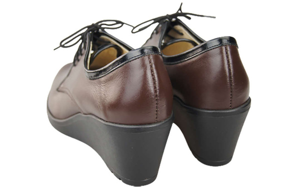 Damenschuhe mit Keilabsatz, Naturleder, Schokolade 181 ElitaBut