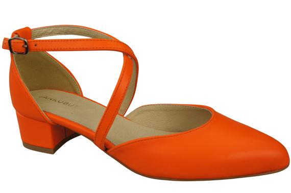 Damen Sandalen Echtleder Orange mit Riemen Niedriger Absatz 223 ElitaBut