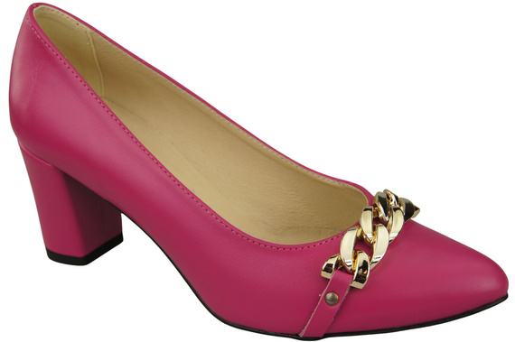 Klassische Frauen Lila Naturleder Schuhe mit Gold Ornament Kette 200 ElitaBut