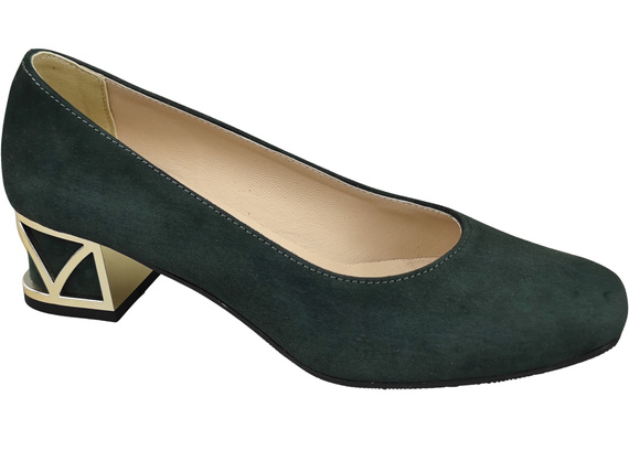 Bequeme Damenschuhe Graphit Pumps mit dekorativem Absatz Natürliches Wildleder 219 von ElitaBut