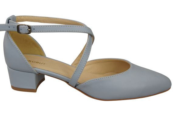 Damen Sandalen Echtleder Hellblau mit Riemen Niedriger Absatz 223 ElitaBut