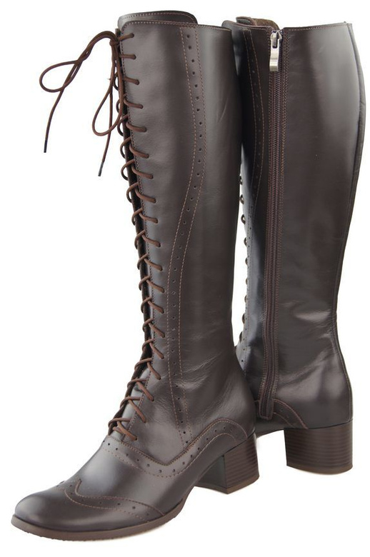 Damenschuhe Schnürstiefel, Naturleder, Braun 595 ElitaBut