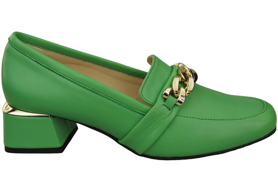Damenschuhe mit Zierkette Pumps Mokassins Naturleder 193 Lime ElitaBut