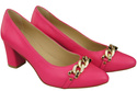 Klassische Frauen Neonrosa Naturleder Schuhe mit Gold Ornament Kette 200 ElitaBut