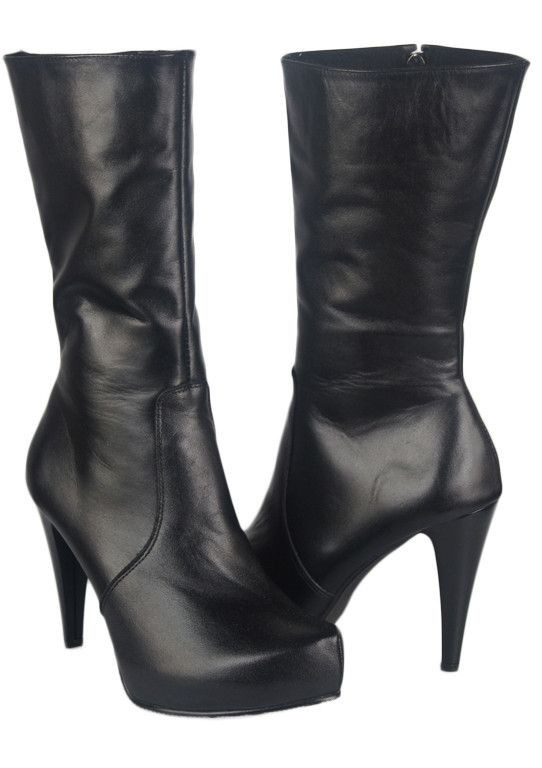 Schuhe Damen-Halbstiefel, Naturleder, Schwarz 695 ElitaBut