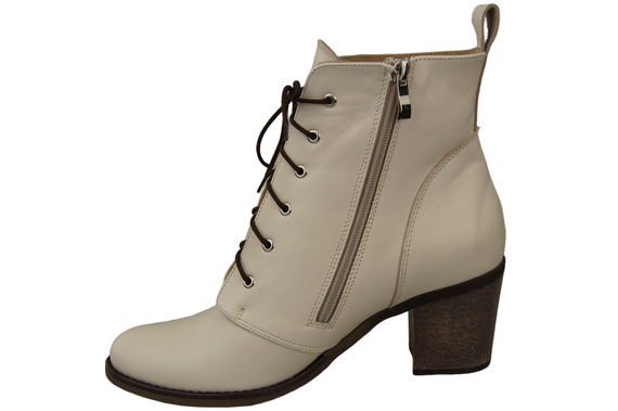 Damen Winter-Schnürstiefel, Naturleder, Beige 188 von ElitaBut
