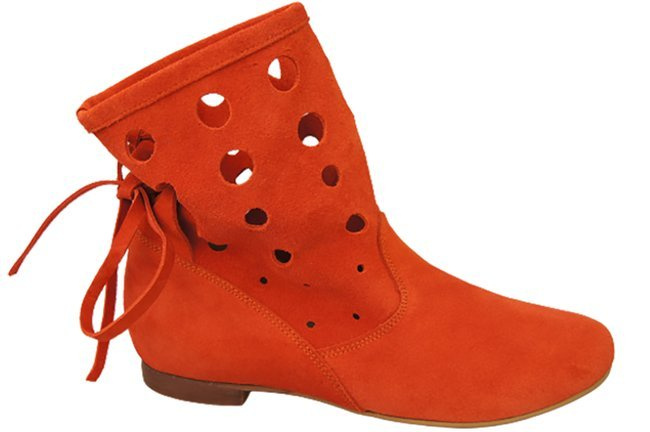 Schuhe Damen-Stiefeletten, natürliches Veloursleder, Orange 160 ElitaBut