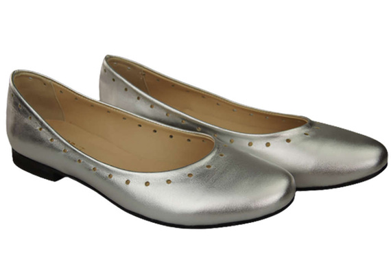 Damenschuhe Bequeme Ballerinas, Naturleder, Silber 162 ElitaBut