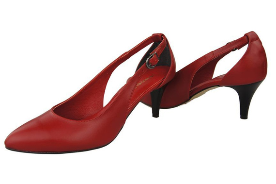 Damenschuhe Sandalen Niedriger Absatz, Naturleder, Rot 973 ElitaBut