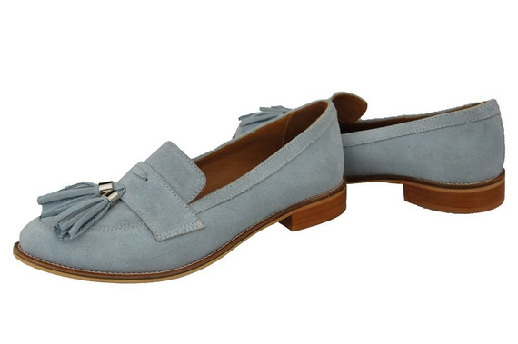 Schuhe Damen Mokassins, Naturveloursleder, Blau 134 ElitaBut