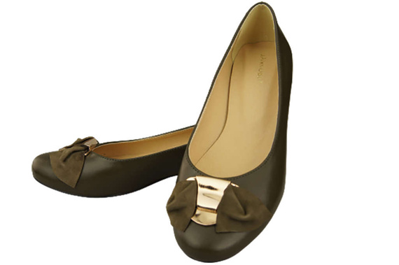 Damen-Ballerinas, Naturleder, Oliv 894 ElitaBut