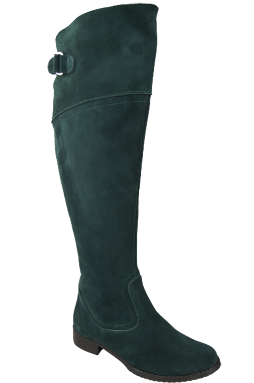 Schuhe Damenstiefel Stiefel Overknee-Stiefel, Naturleder, Velours, Malachit 154 ElitaBut