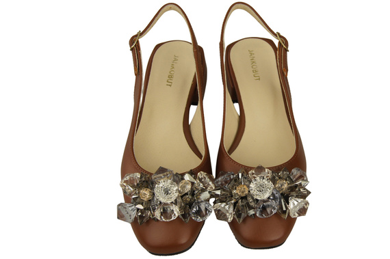 Damen Schuhe Braun Sandalen mit Kristallen Naturleder 215 ElitaBut