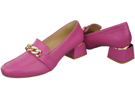 Damenschuhe mit Zierkette Pumps Mokassins Naturleder 193 Fuchsia ElitaBut