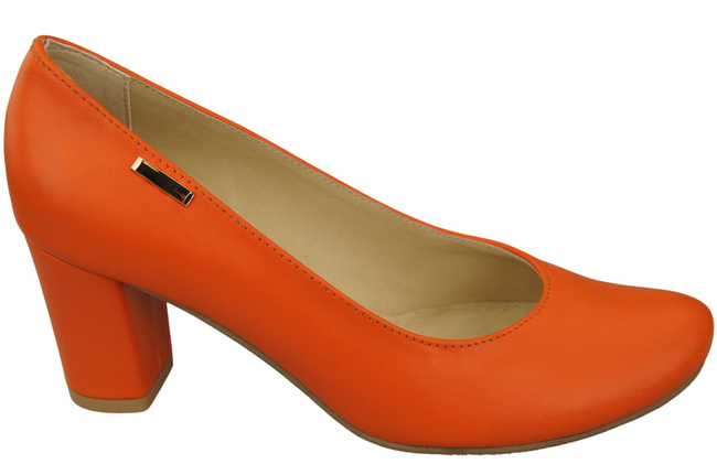 Klassische Damen Orange Leder Mandel Nase Pumps 201 ElitaBut