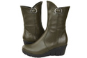 Damen-Keilstiefel, Naturleder, Olive 178 ElitaBut