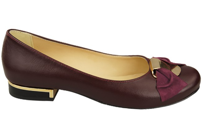 Damen-Ballerinas, Naturleder, Burgunderrot 894 ElitaBut