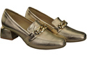 Damenschuhe mit Zierkette Pumps Mokassins Naturleder 193 Gold ElitaBut