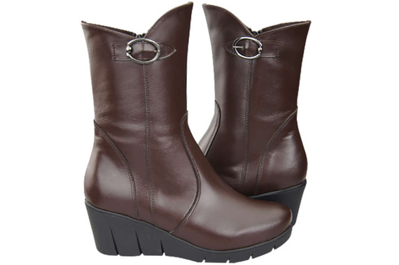 Damen-Keilstiefel, Naturleder, Schokolade 178 ElitaBut