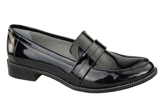 Schuhe Damen Mokassins Naturleder Schwarz lackiert 139 ElitaBut