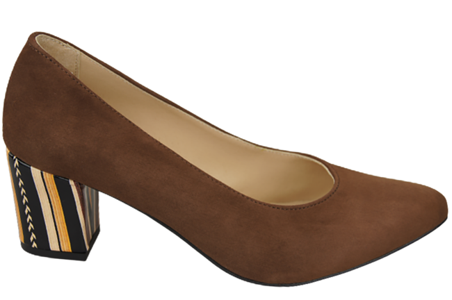 Damenschuhe Pumps Braunes natürliches Wildleder mit dekorativem Absatz 158 von ElitaBut