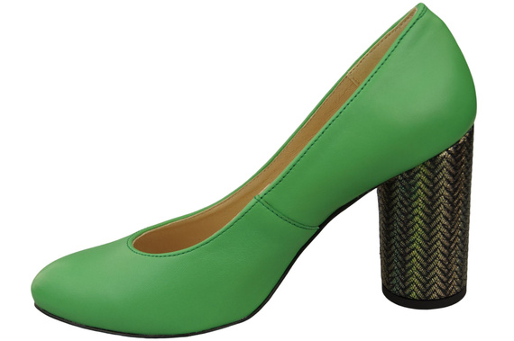 Damenschuhe Limette Pumps Naturleder Bunter Zierabsatz 194 ElitaBut