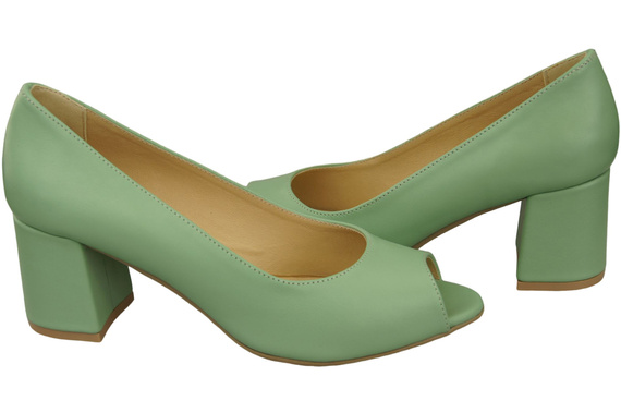 Damenschuhe PEEP TOE Pumps, Mint, Naturleder mit beschichtetem Absatz 192 ElitaBut