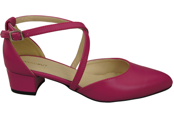 Damen Sandalen Echtleder Purpurfarbig mit Riemen Niedriger Absatz 223 ElitaBut