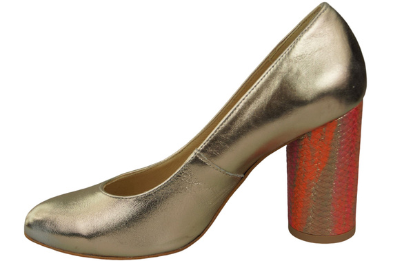 Damenschuhe Pumps Gold Naturleder Bunter Zierabsatz 194 ElitaBut