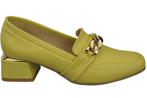 Damenschuhe mit Zierkette Pumps Mokassins Naturleder 193 Lemon ElitaBut