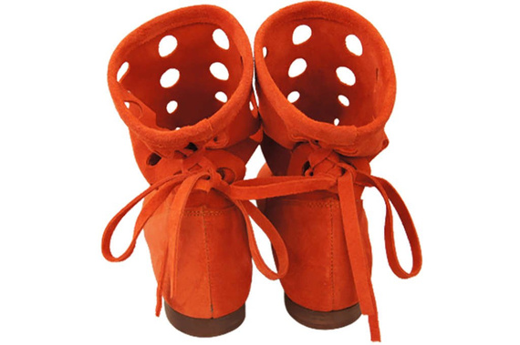 Schuhe Damen-Stiefeletten, natürliches Veloursleder, Orange 160 ElitaBut