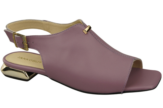 Bequeme Frauenschuhe Sandalen Lilienfarben Flacher Goldabsatz Naturleder 207 ElitaBut