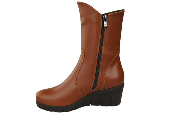 Damen-Keilstiefel, Naturleder, Braun 178 ElitaBut
