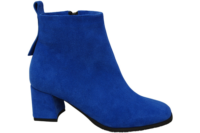 Damen Stiefeletten Azurblau aus Veloursleder, stabiler Blockabsatz, Reißverschluss 224 ElitaBut