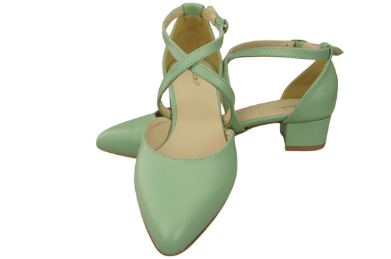 Damen Sandalen Echtleder Minze mit Riemen Niedriger Absatz 223 ElitaBut