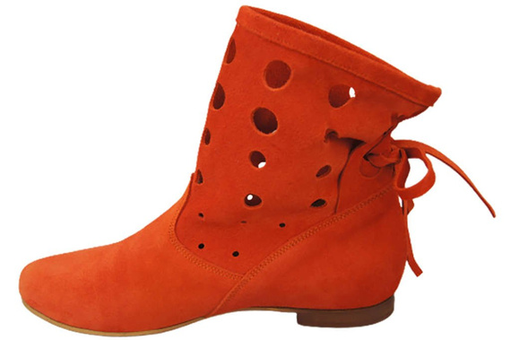 Schuhe Damen-Stiefeletten, natürliches Veloursleder, Orange 160 ElitaBut