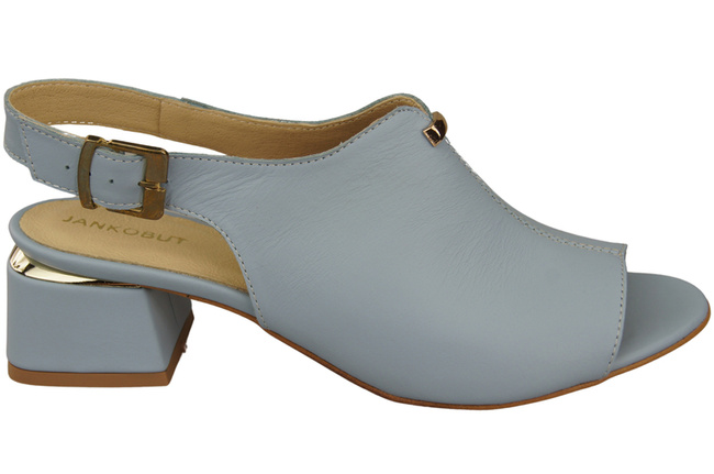 Damenschuhe Sandalen Hellblau, goldene Schnalle, Naturleder 198 ElitaBut