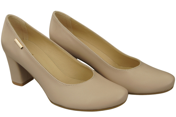 Klassische Damen Cappuccino Helles Leder Mandel Nase Pumps 201 ElitaBut