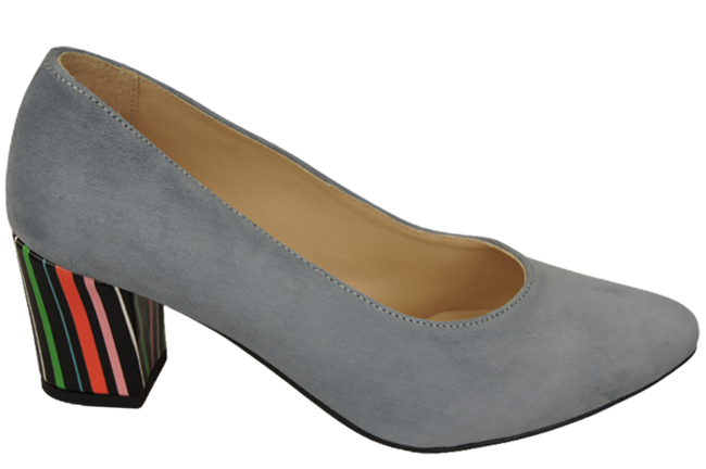 Damenschuhe Pumps Grau Natürliches Wildleder Dekorativer Absatz 158 von ElitaBut