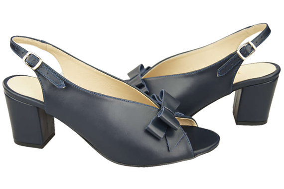 Damenschuhe Sandalen Marineblau, natürlich genarbtes Leder, 148 L ElitaBut