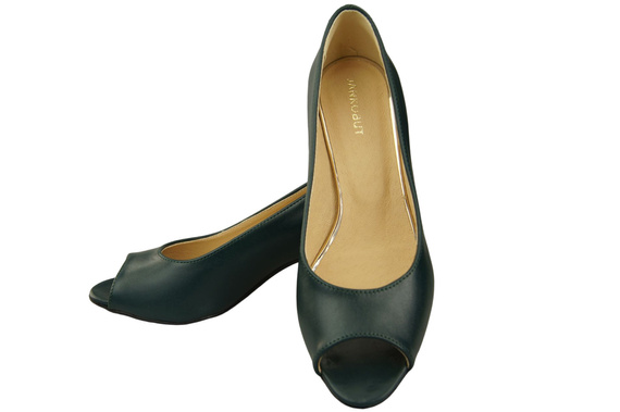Damenschuhe PEEP TOE Malachit Pumps Naturleder mit beschichtetem Absatz 192 ElitaBut