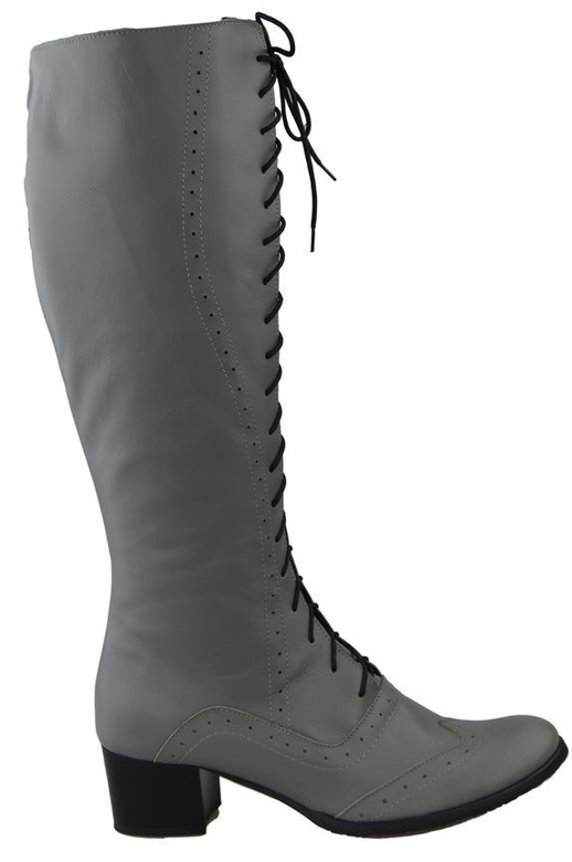 Damenschuhe Schnürstiefel, Naturleder, Grau 595 ElitaBut